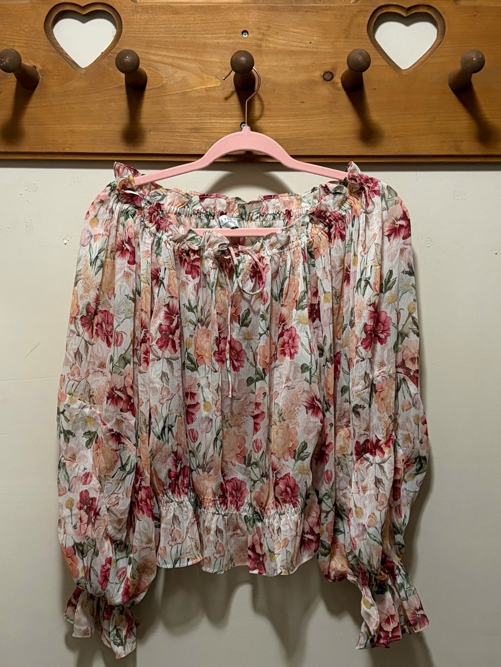 Dress Forum Floral Off Shoulder Peasant Blouse Women’s L